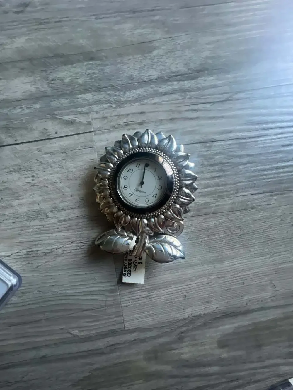 Brighton Sunny Daze Sunflower Shaped Mini Table Clock Silver Metal